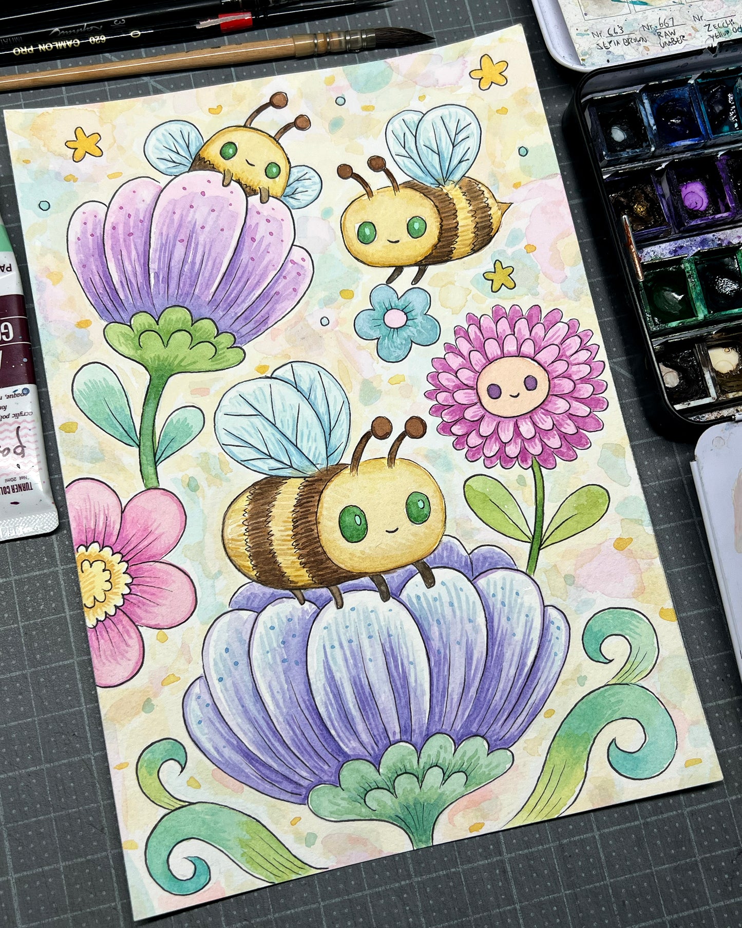 Honey Bee - Watercolor Painting