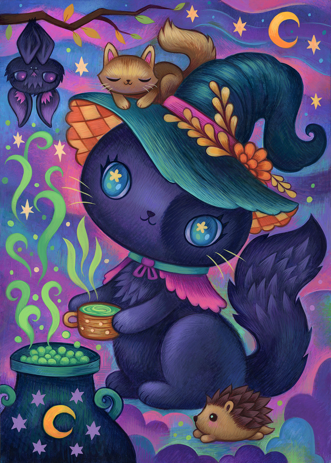 The Witch Kitty Brew - Art Print