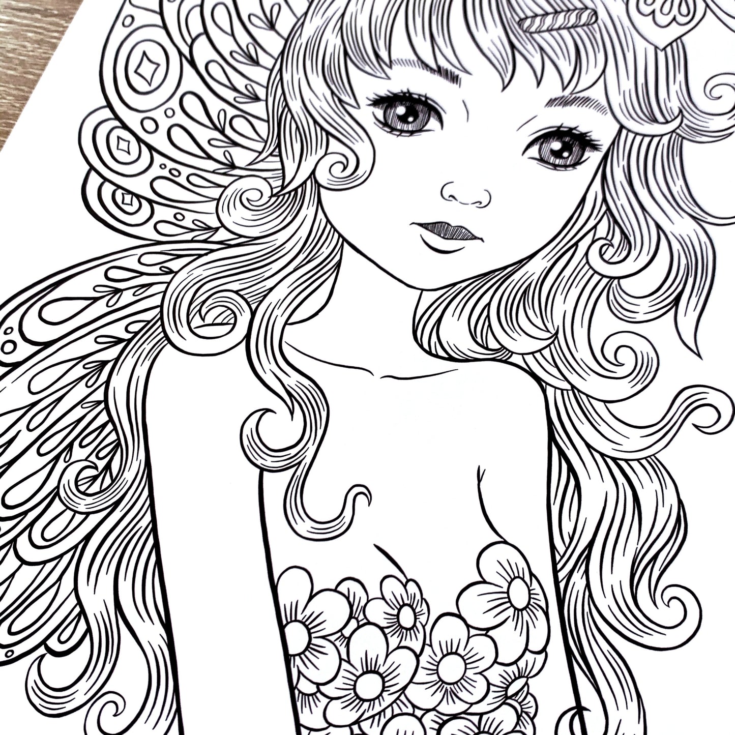 Butterfly Fairy by Jeremiah Ketner - Print / Digital coloring page - Instant Download