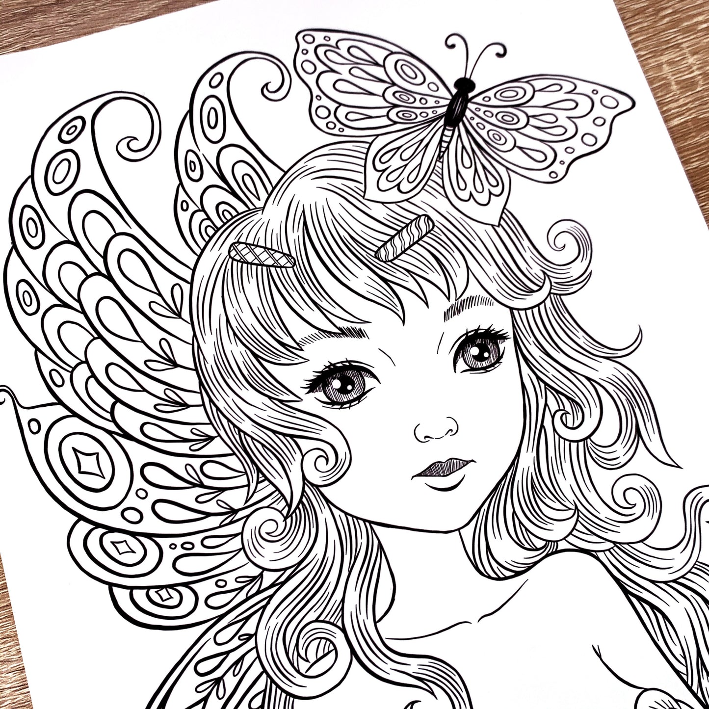 Butterfly Fairy by Jeremiah Ketner - Print / Digital coloring page - Instant Download