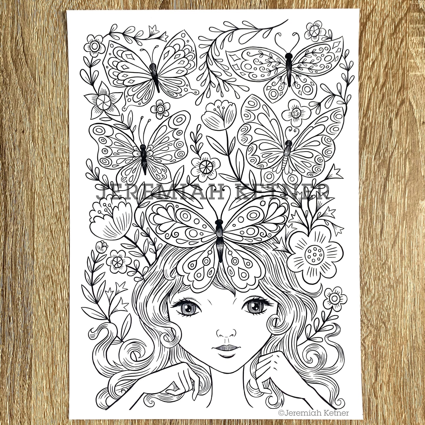 Butterfly Collector - Coloring page - Instant Download