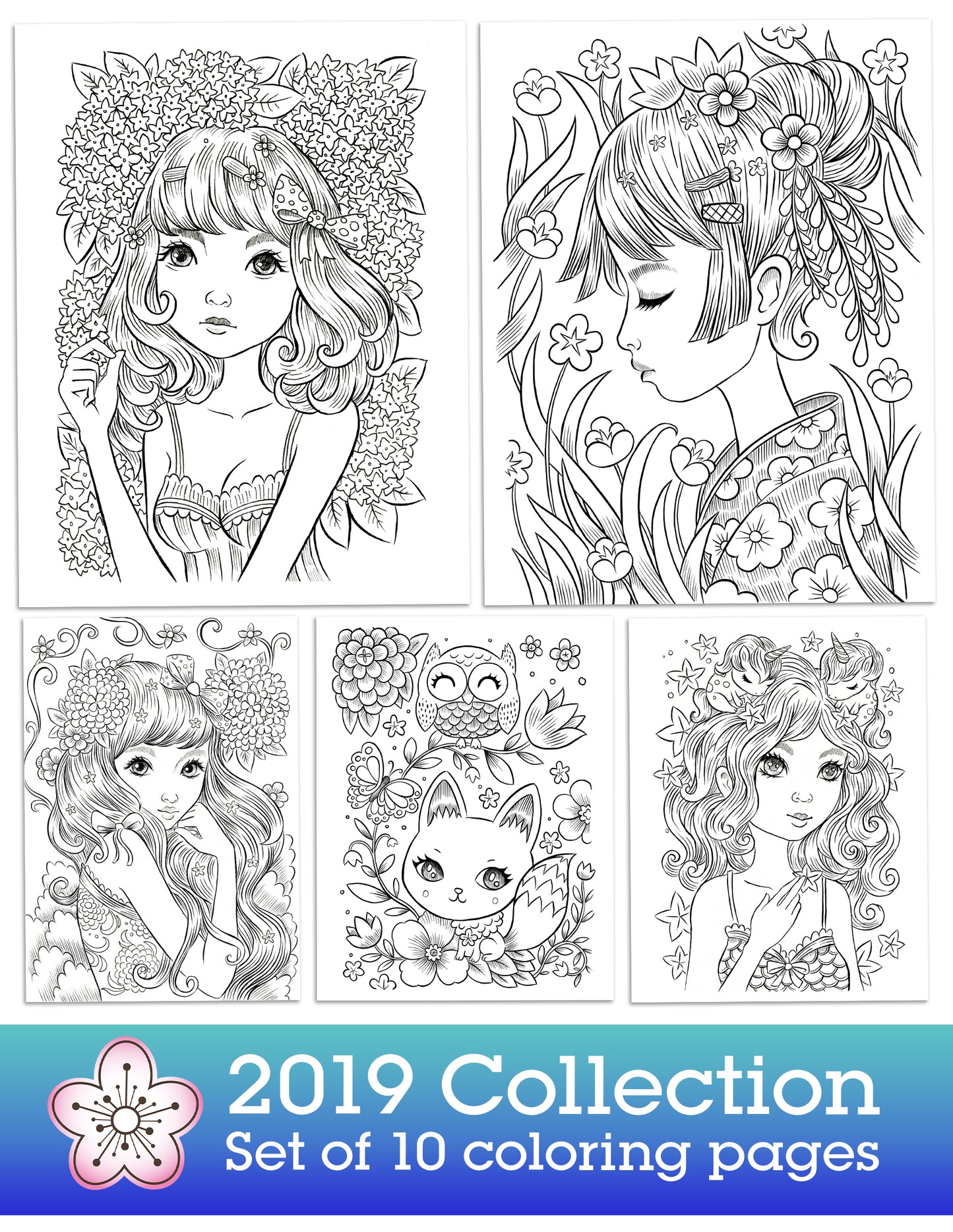 2019 coloring collection | Jeremiah Ketner | Instant Download pdf