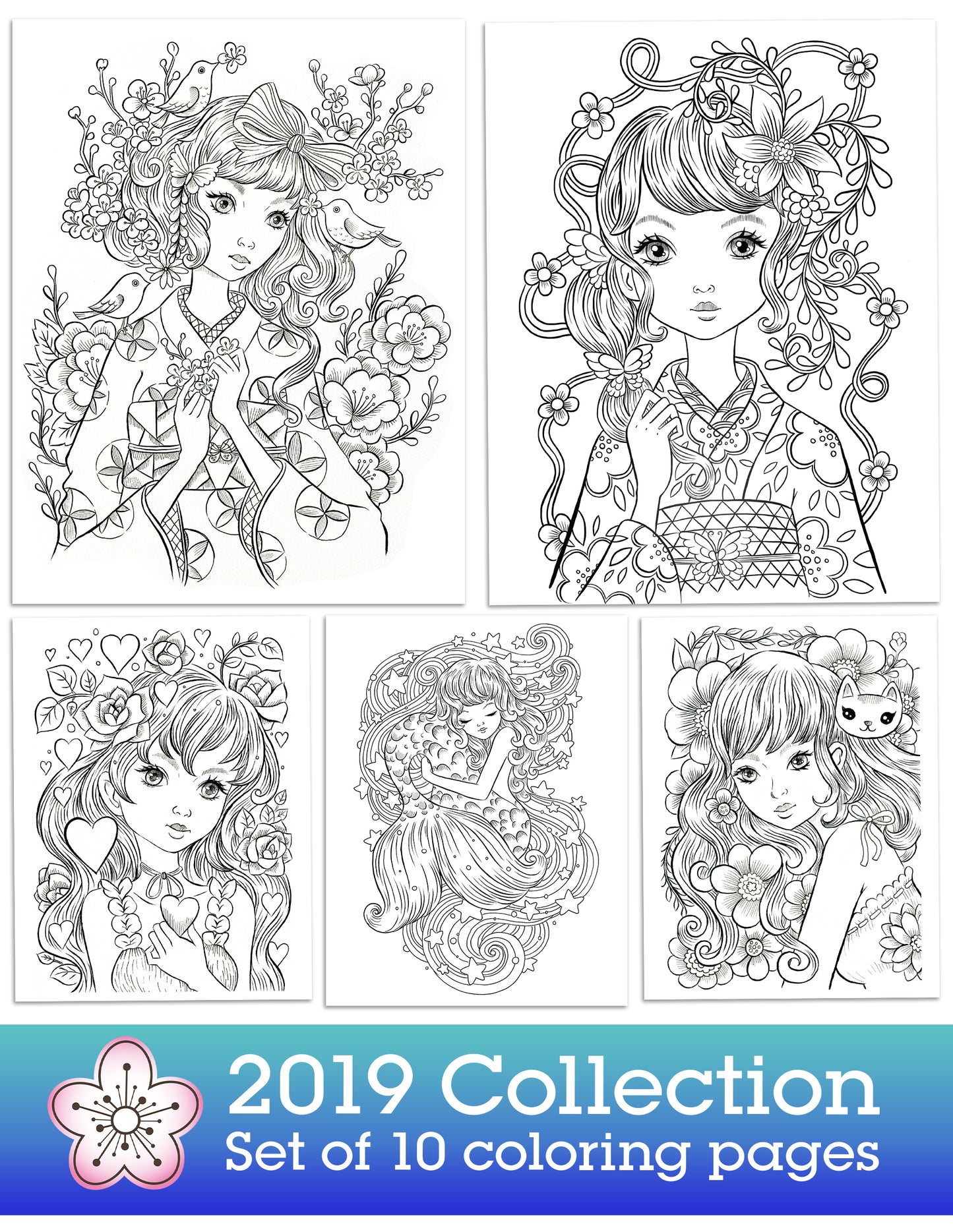 2019 coloring collection | Jeremiah Ketner | Instant Download pdf