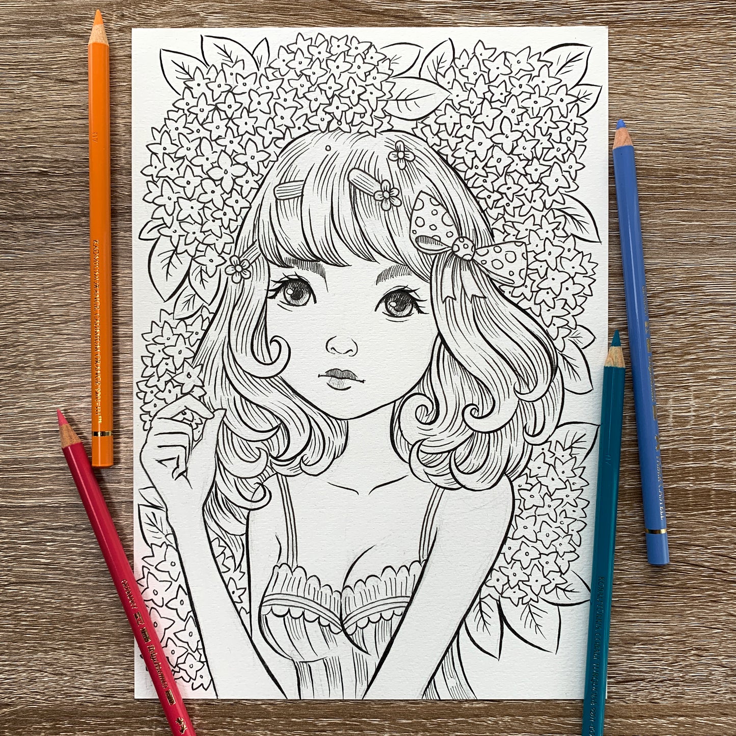 Ink Drawing - hydrangea
