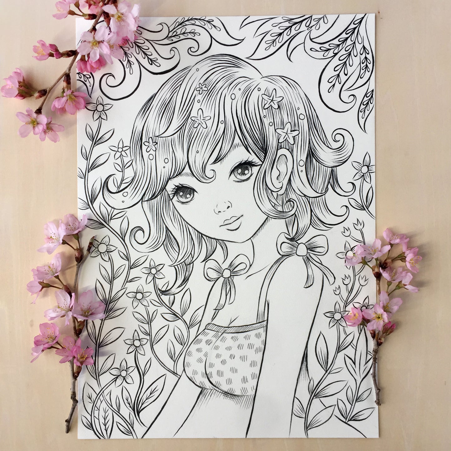 Ink Drawing - March Flowers