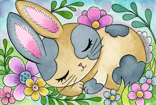 Sleepy Bunny - Mini Print