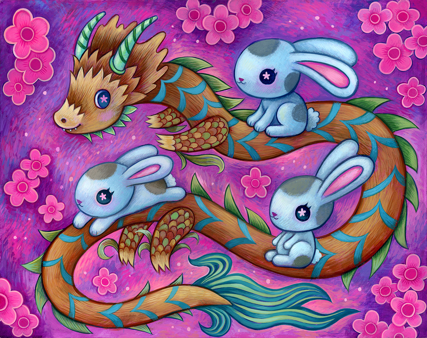 Dragon Bunny Ride - Paintng