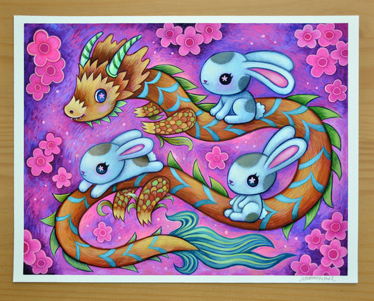 Dragon Bunny Ride - Art Print