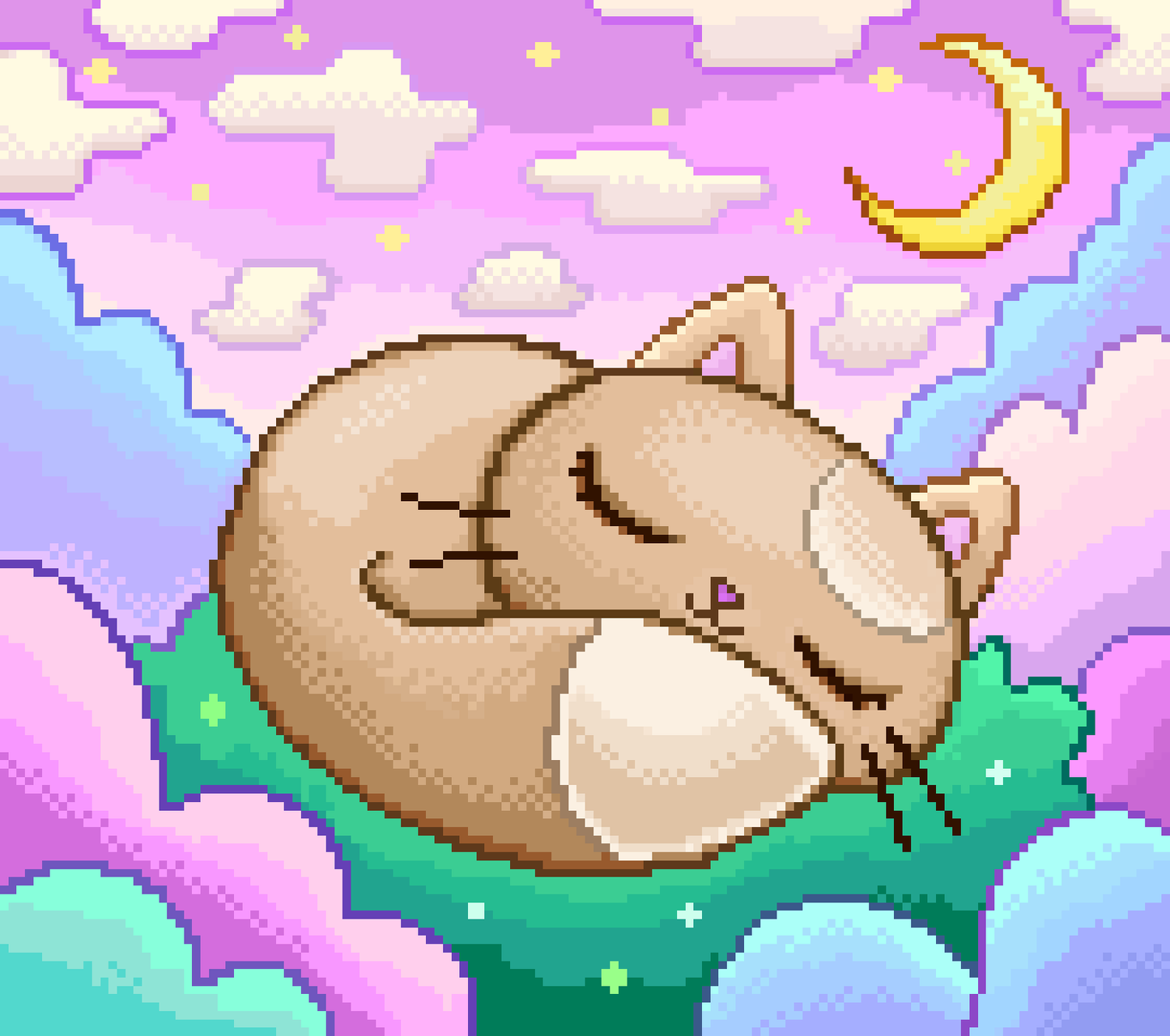 Dreaming Kitty - Cross Stitch PDF Chart