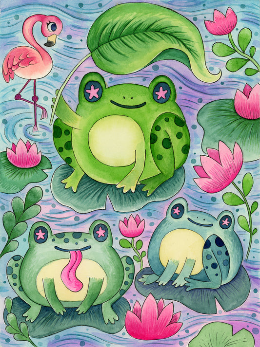 Froggy Frogs- Painting, Framed