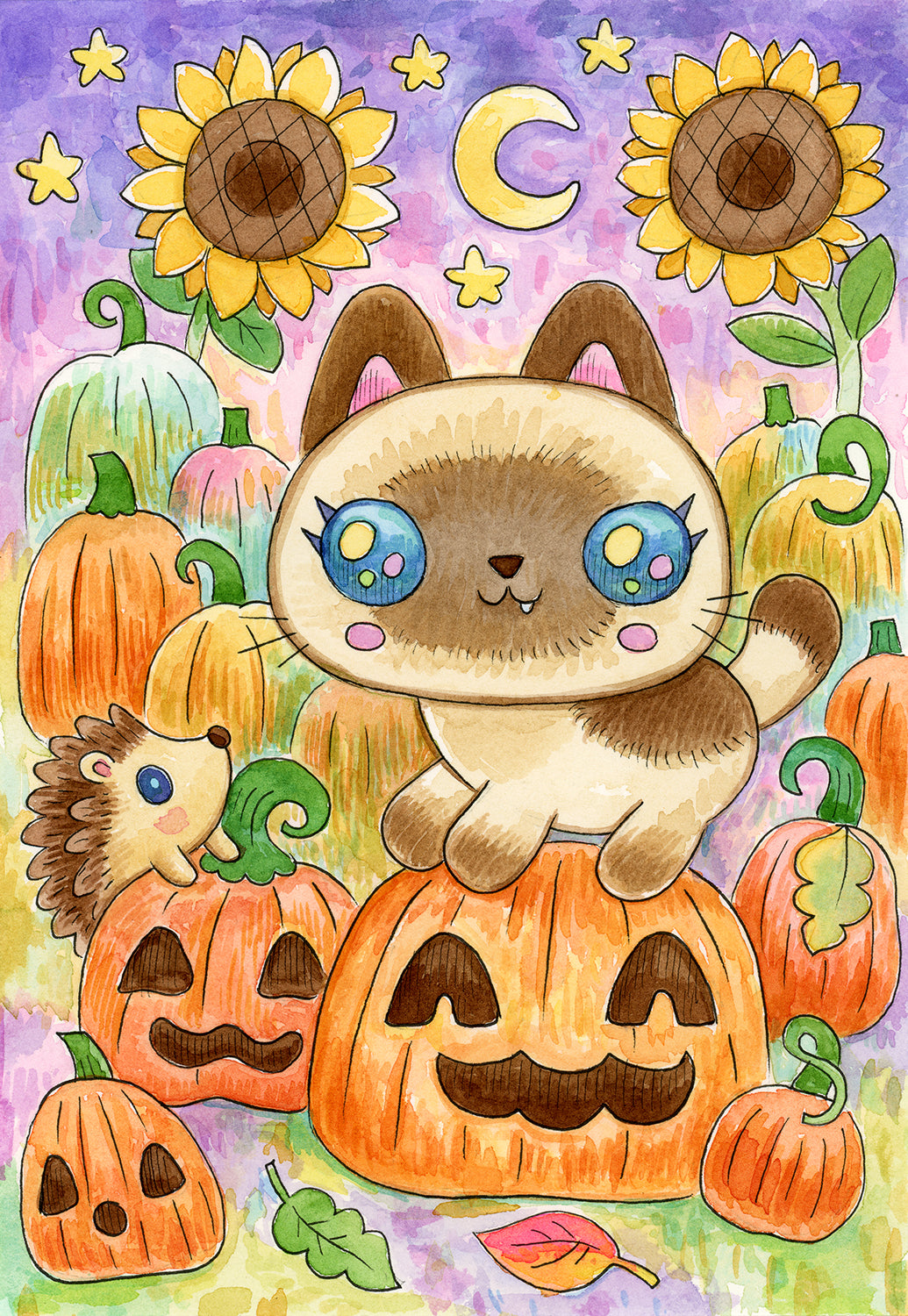 Pumpkin Patch - Watercolor Painting