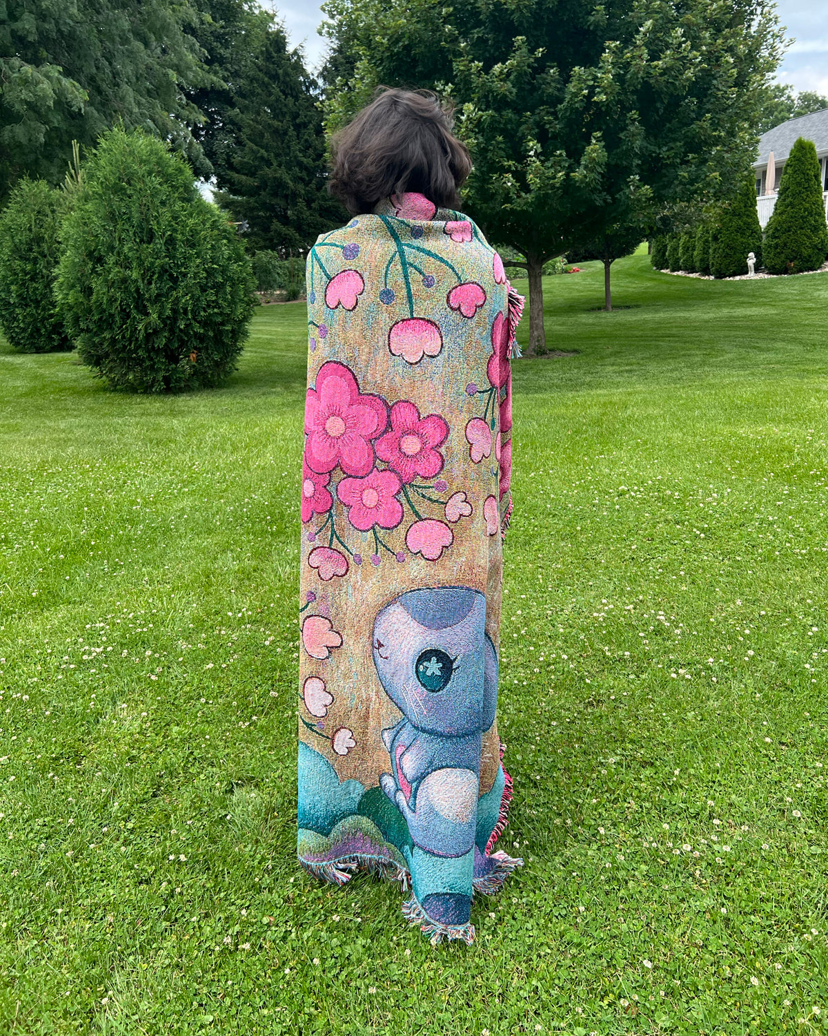 Sakura Gaze - Woven cotton soft tapestry/throw