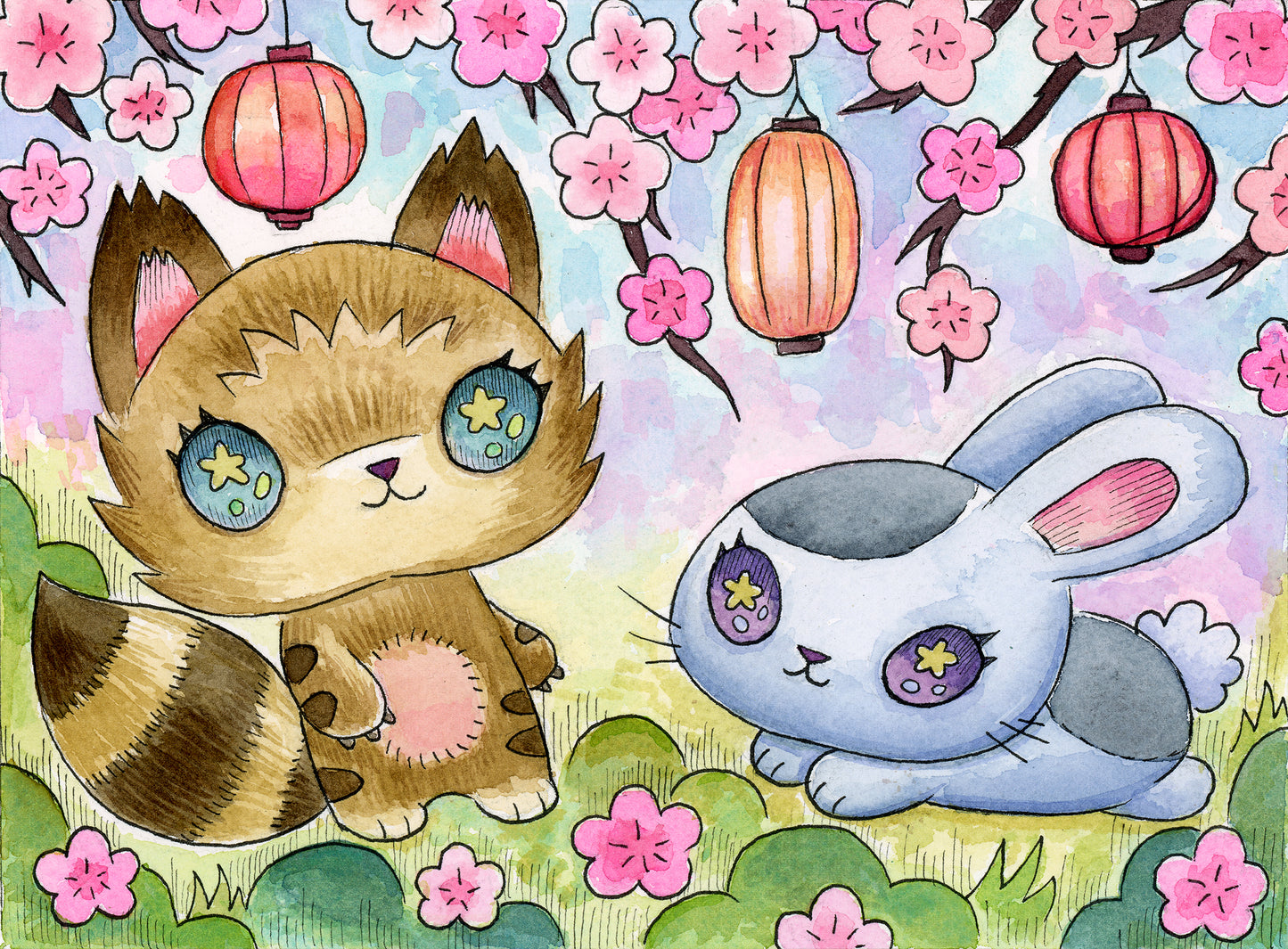 Sakura Party - Watercolor Painting