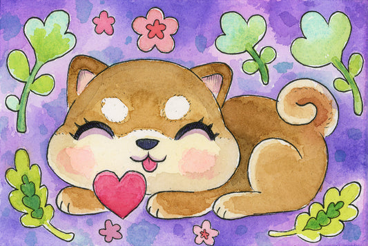 Shiba Love - Watercolor Painting