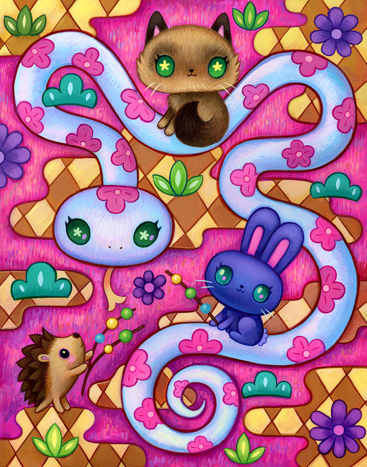 Snake Loves Mochi Painting