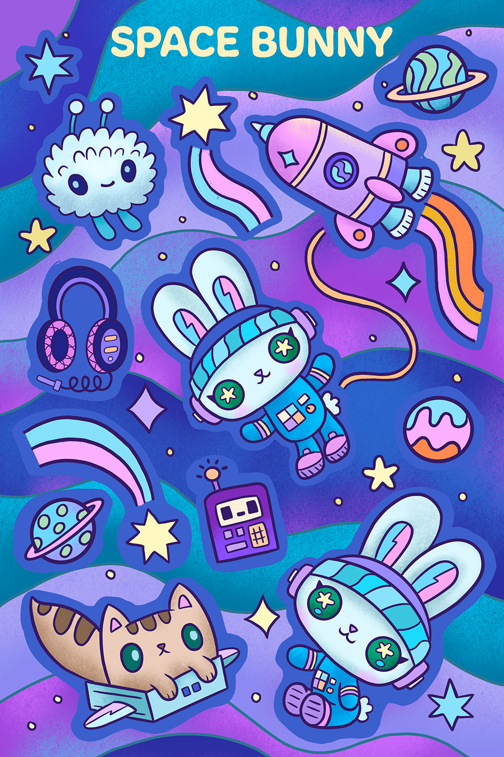 Space Bunny Sticker Sheet