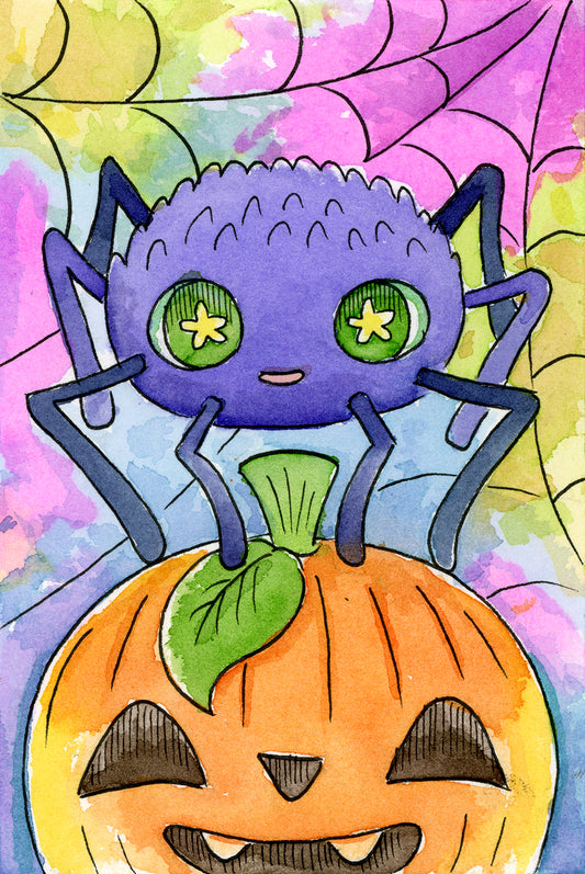 Spider and Pumpkin - Mini Print