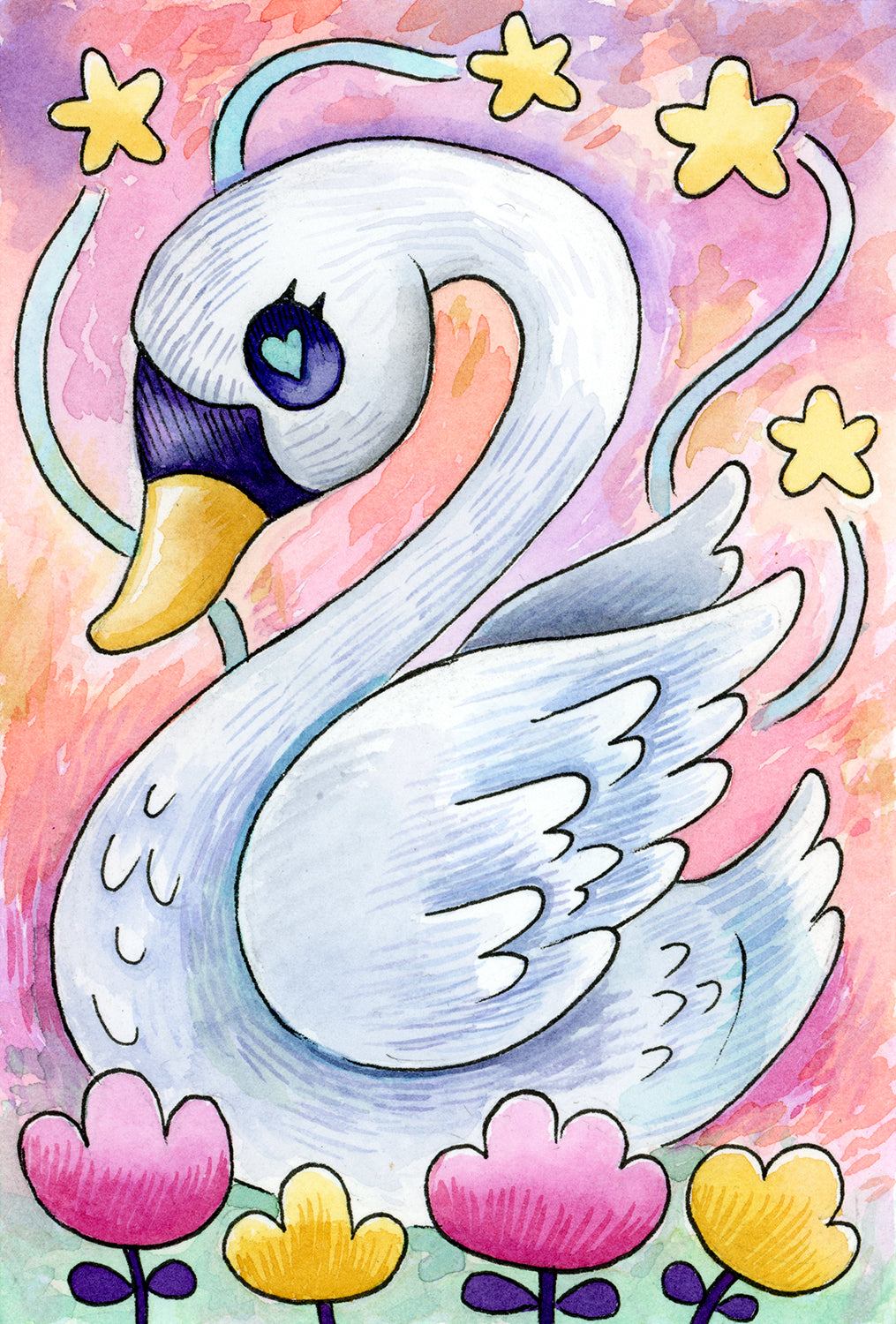 Swan - Watercolor Painting