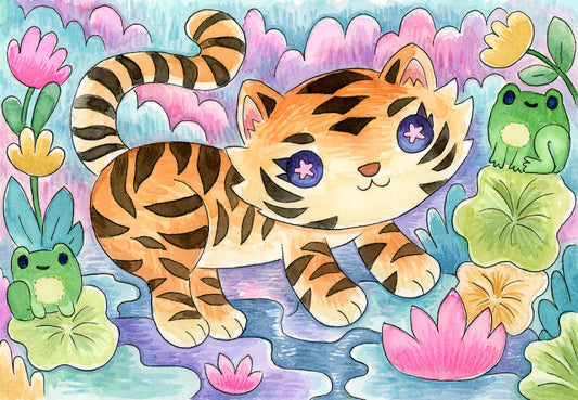 Tiger Lily Pond - Watercolor Painting