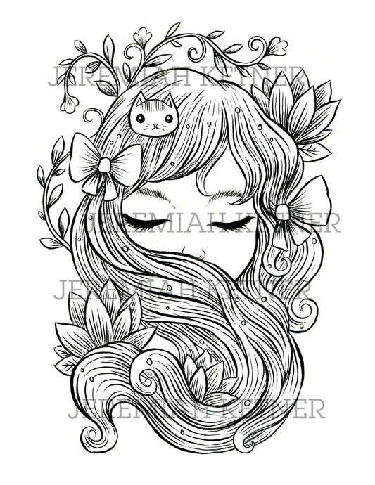 Floating - Coloring Page - Instant Download