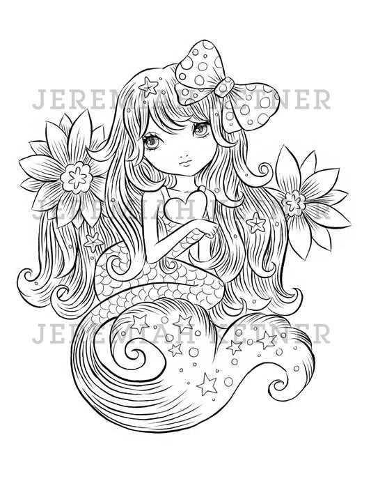 Cute Mermaid - Coloring Page - Jeremiah Ketner