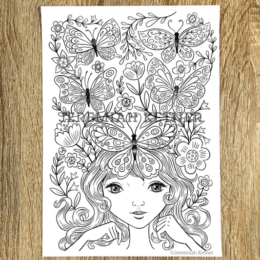 Butterfly Collector - Coloring page - Instant Download