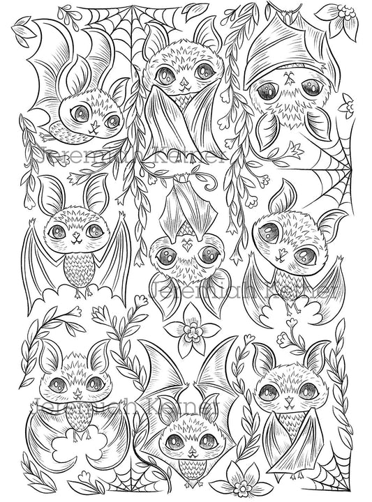 Bat Squad, Coloring Page - Instant Download