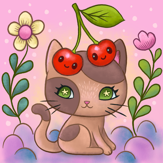 Cherry Neko Art Print