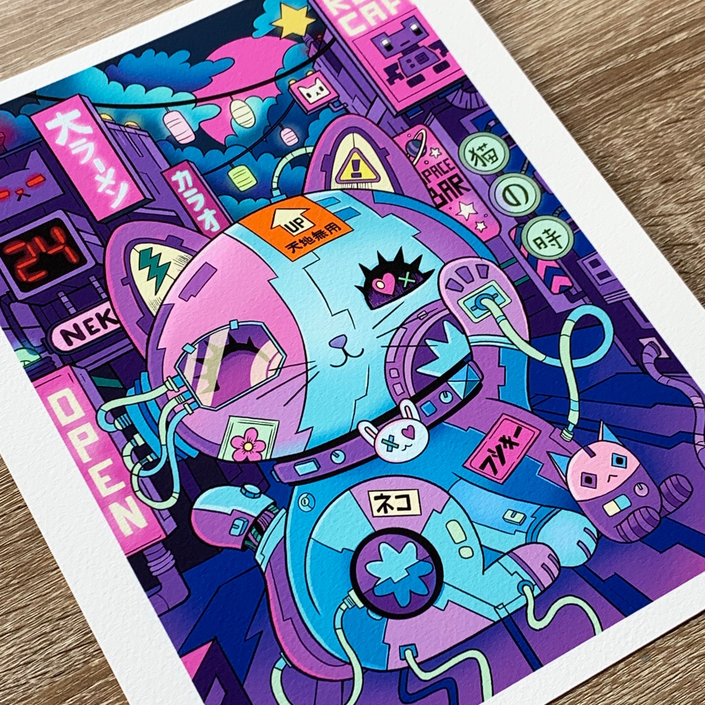 CyberPunk Lucky Cat - Print