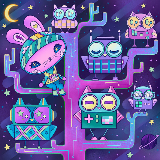 Space Bunny Cyber Owl Tree