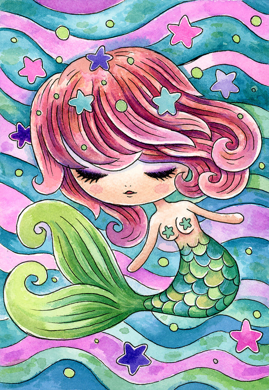 Flowing Mermaid Watercolor