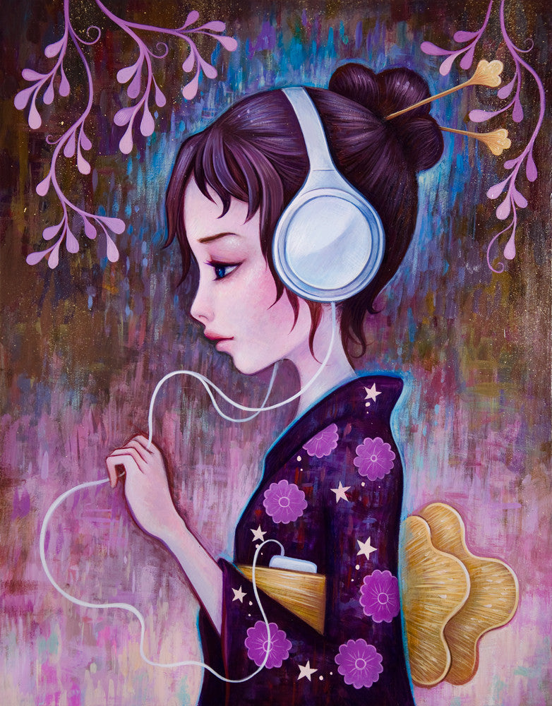 Headphones at night - Fine Art Print, Signed