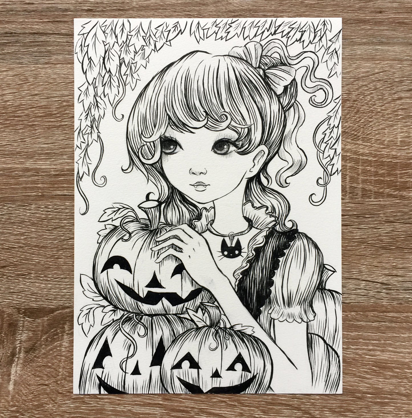 Ink Drawing - The Pumpkin Collector