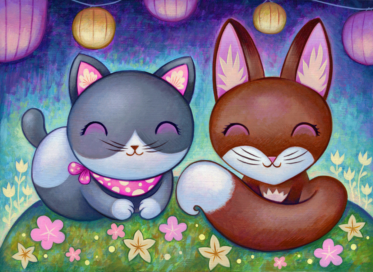 Kitty and Fox - Fine Art Print