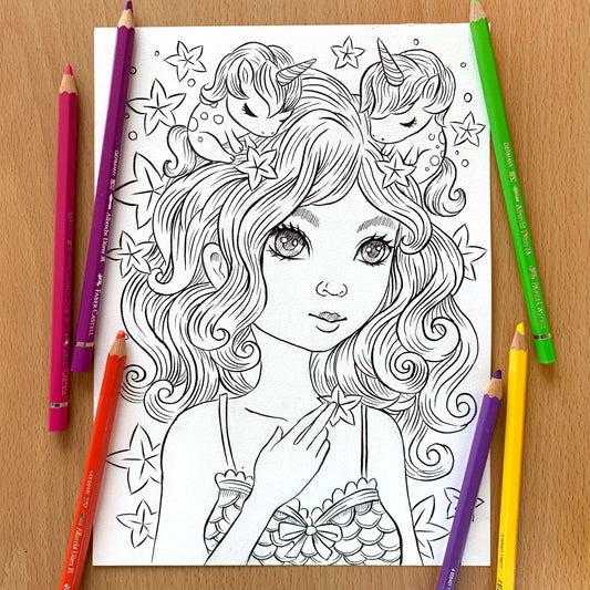 Ink Drawing - Baby Unicorns
