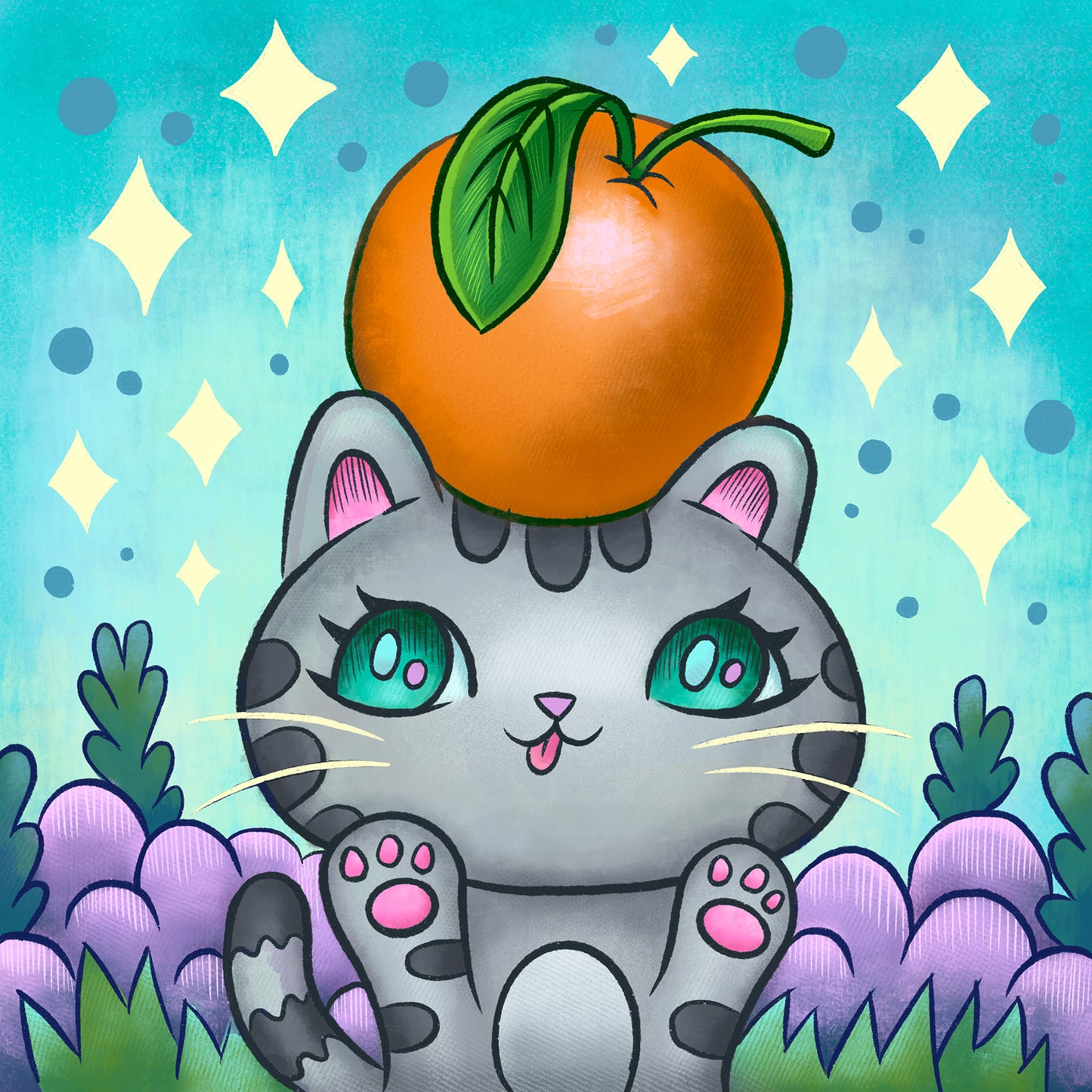 Orange Neko Art Print