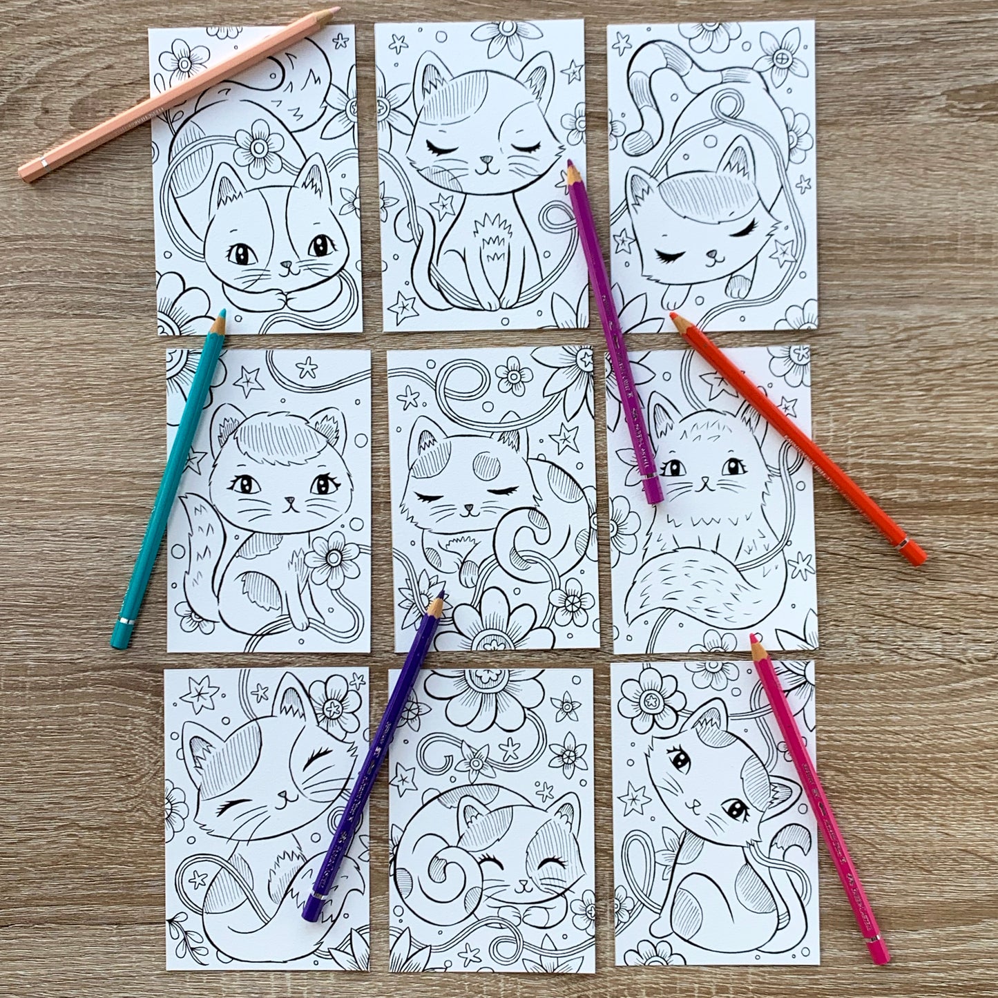 Pocket Coloring Book - Kitty Cats | Instant Download pdf | Jeremiah Ketner