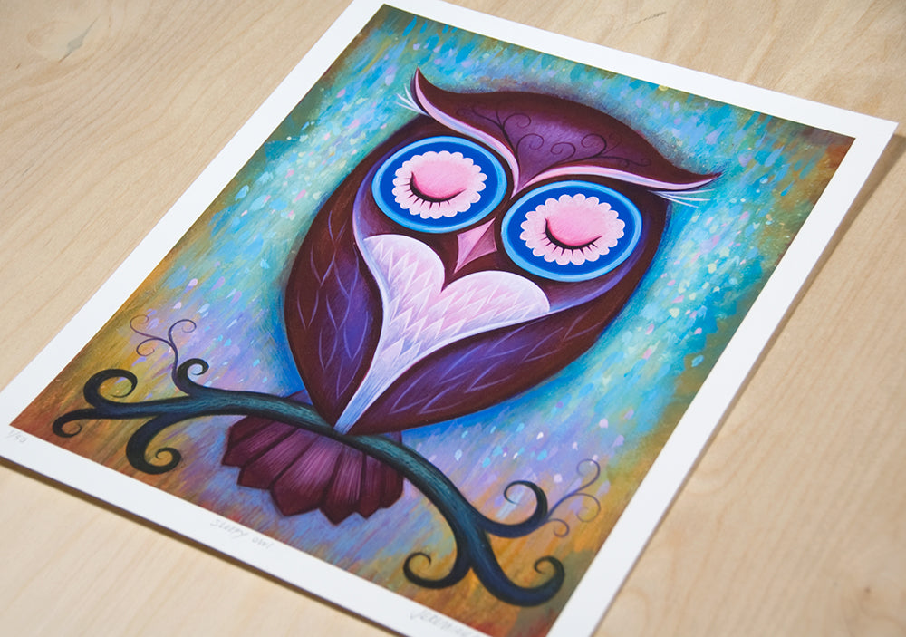 Sleepy Owl - Fine Art Print