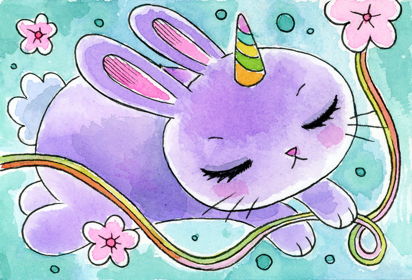 Unicorn Bunny - Mini Print