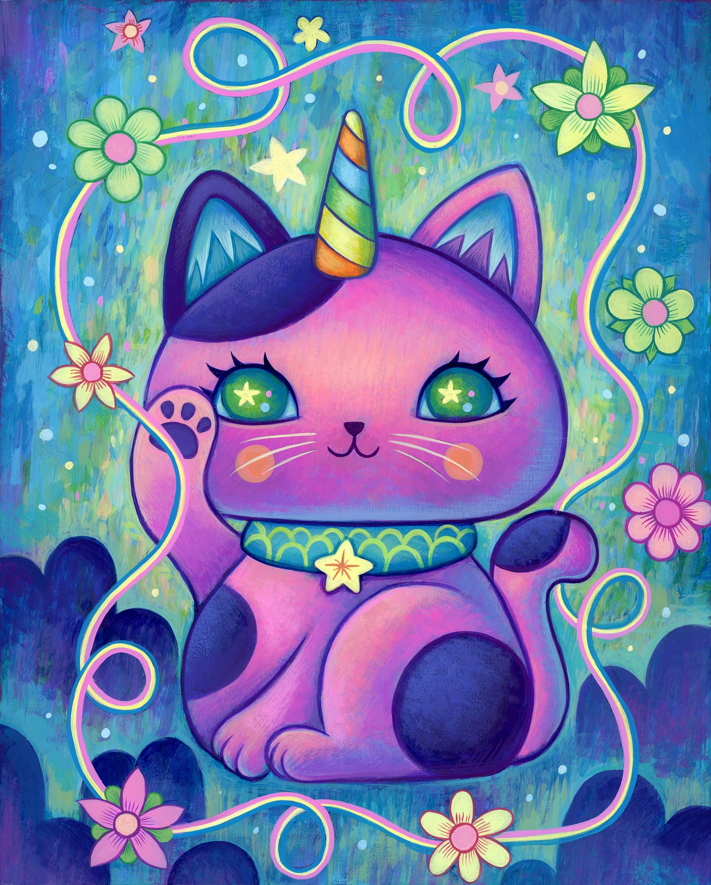 Unicorn Manekineko - Fine Art Print