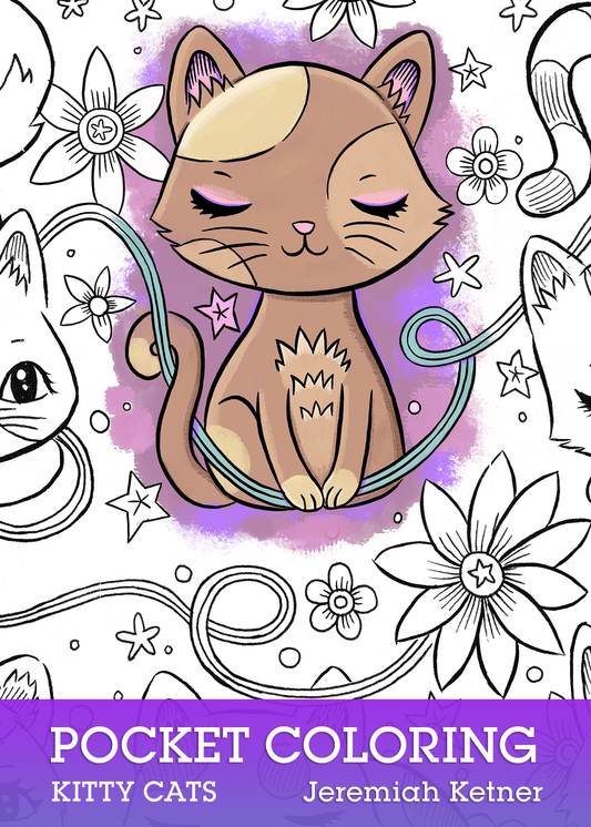 Pocket Coloring Book - Kitty Cats | Instant Download pdf | Jeremiah Ketner